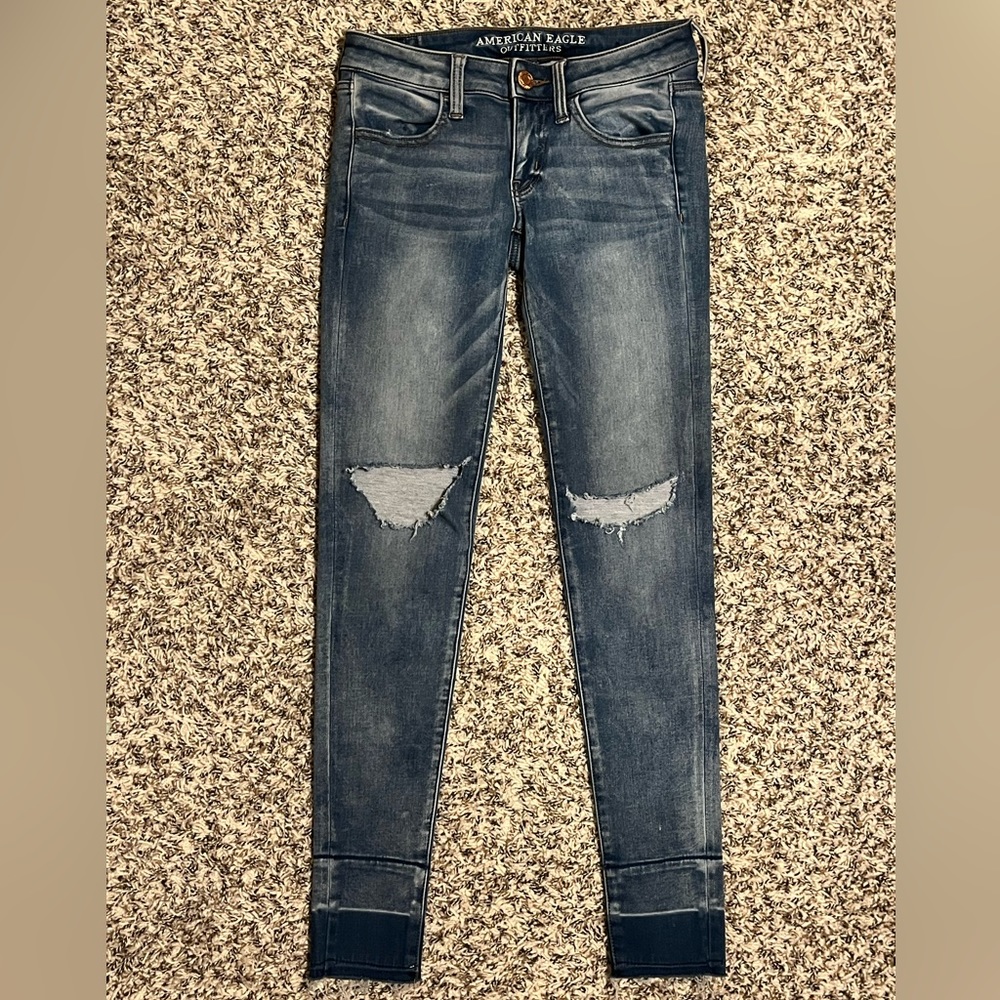 2/$30 AEO Distressed Super Low Jegging